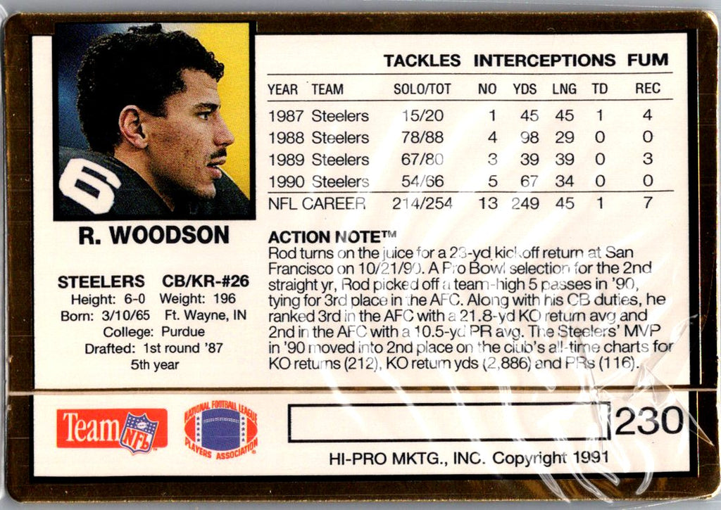 1991 Action Packed Rod Woodson #230