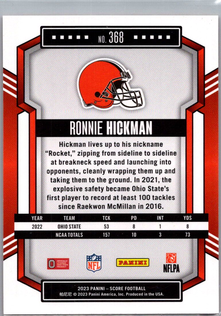 2023 Score Ronnie Hickman #368 Orange RC