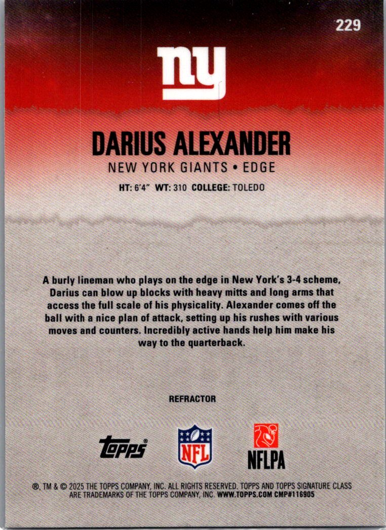 2025 Topps Chrome Darius Alexander #229 Refractor RC