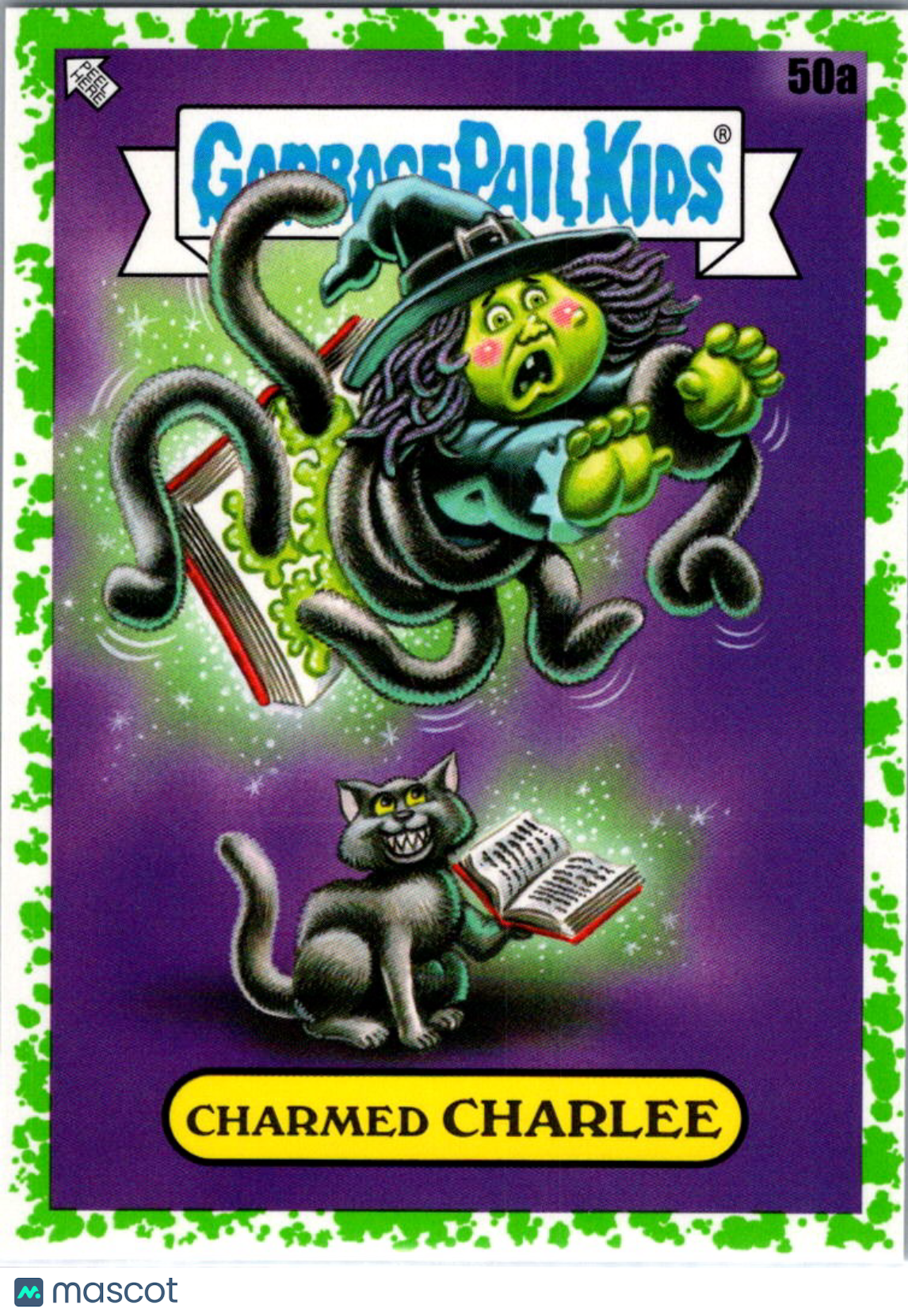Charmed Charlie 2022 Topps Garbage Pail Kids Book Worms Green Slime Border #50a