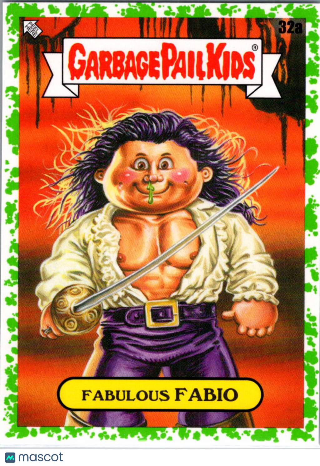 Fabulous Fabio 2022 Topps Garbage Pail Kids Book Worms Green Border #32a