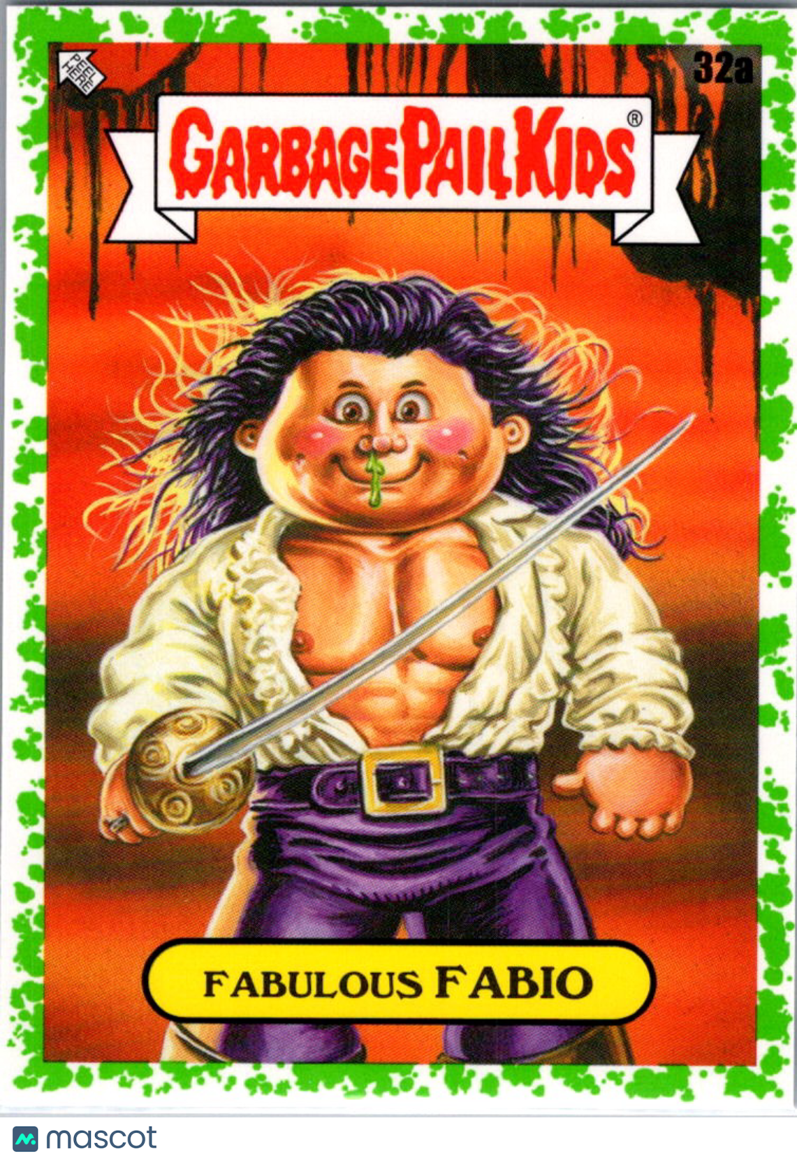 Fabulous Fabio 2022 Topps Garbage Pail Kids Book Worms Green Border #32a