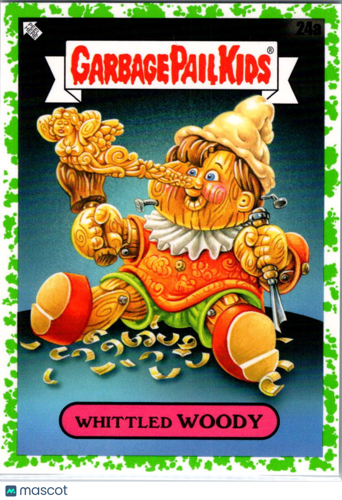 Whittled Woody 2022 Topps Garbage Pail Kids Book Worms Green #24a