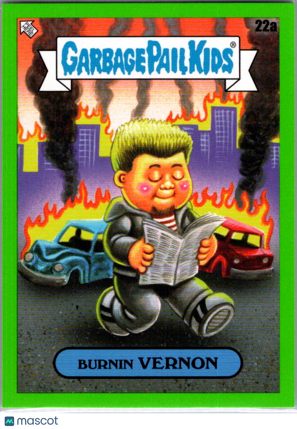Burnin Vernon 2025 Topps Garbage Pail Kids x Green Day Green Border #22a