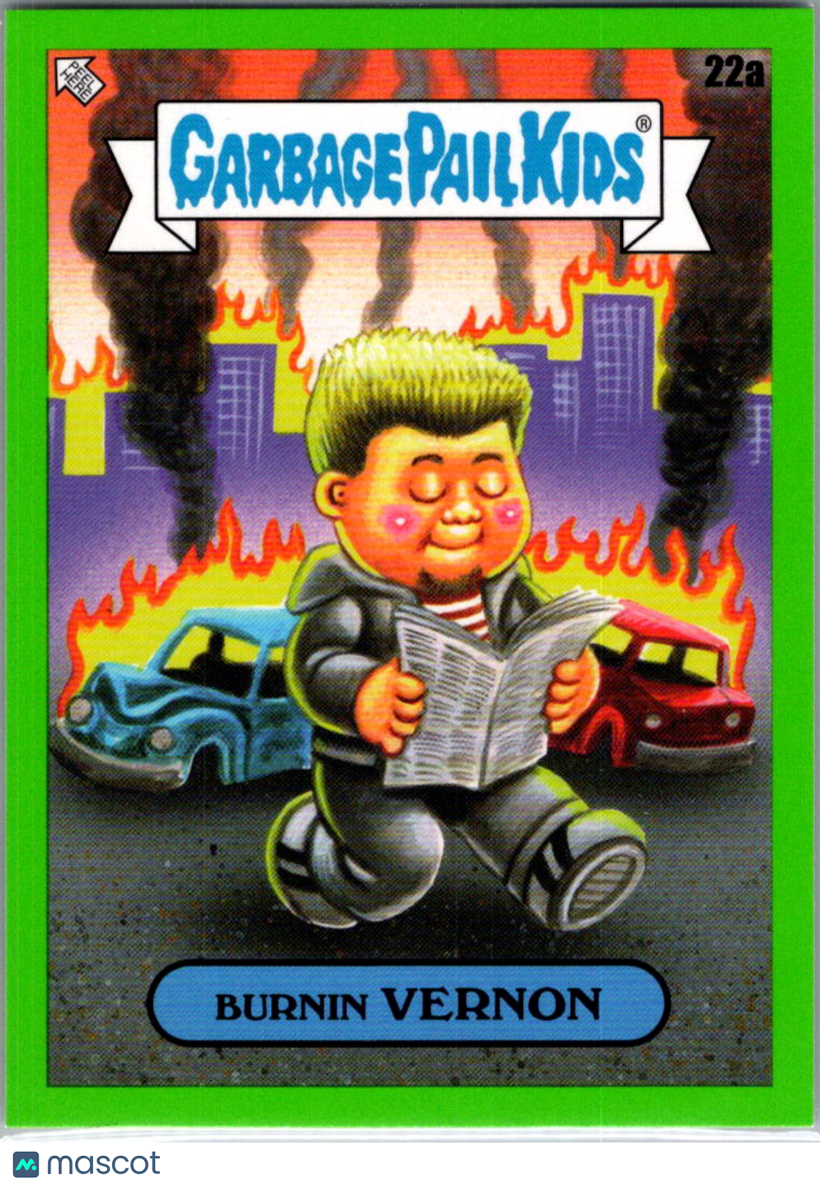 Burnin Vernon 2025 Topps Garbage Pail Kids x Green Day Green Border #22a