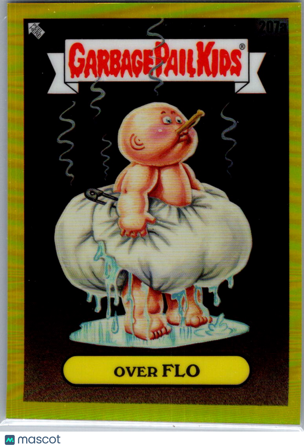 Over Flo 2023 Topps Garbage Pail Kids Chrome Yellow Refractor 241/275 #207a