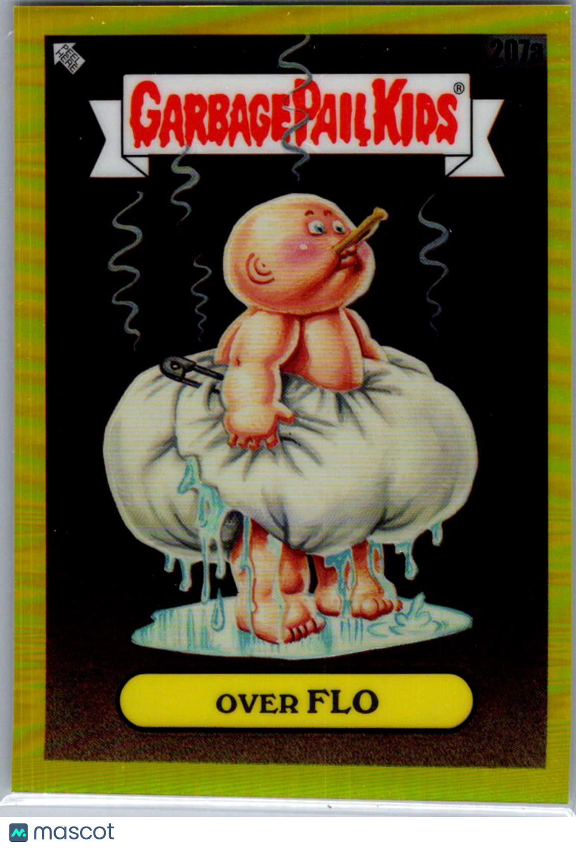 Over Flo 2023 Topps Garbage Pail Kids Chrome Yellow Refractor 241/275 #207a