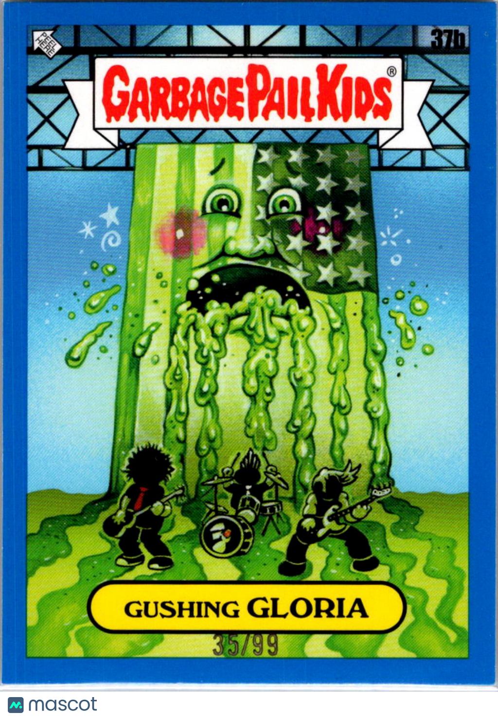 Gushing Gloria 2025 Topps Garbage Pail Kids x Green Day Blue 35/99 #37b
