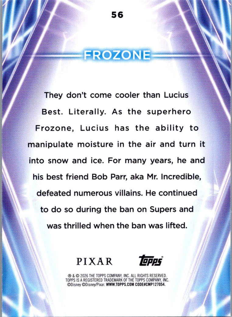 Frozone 2026 Topps Disney Neon Gold Foil 20/50 #56