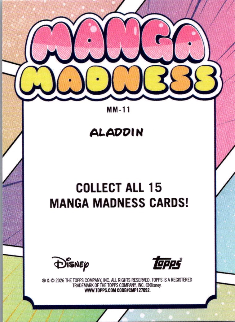Aladdin 2026 Topps Disney Neon Manga Madness Insert #MM-11