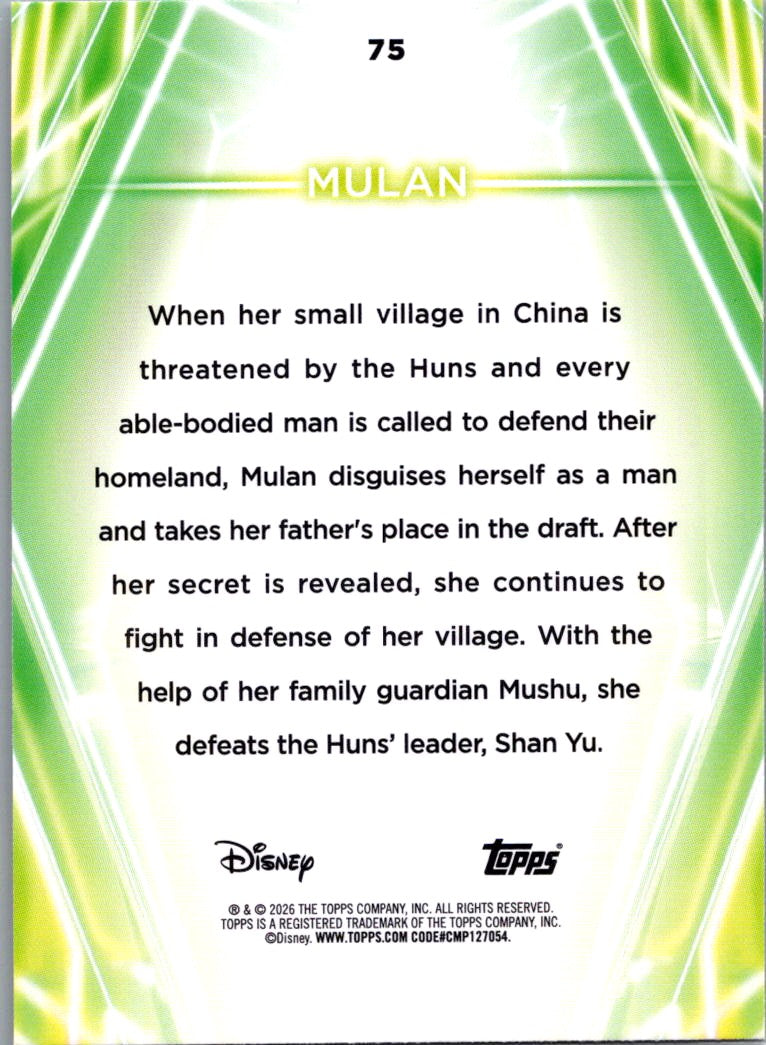 Mulan 2026 Topps Disney Neon Chrome Neon Etch #75