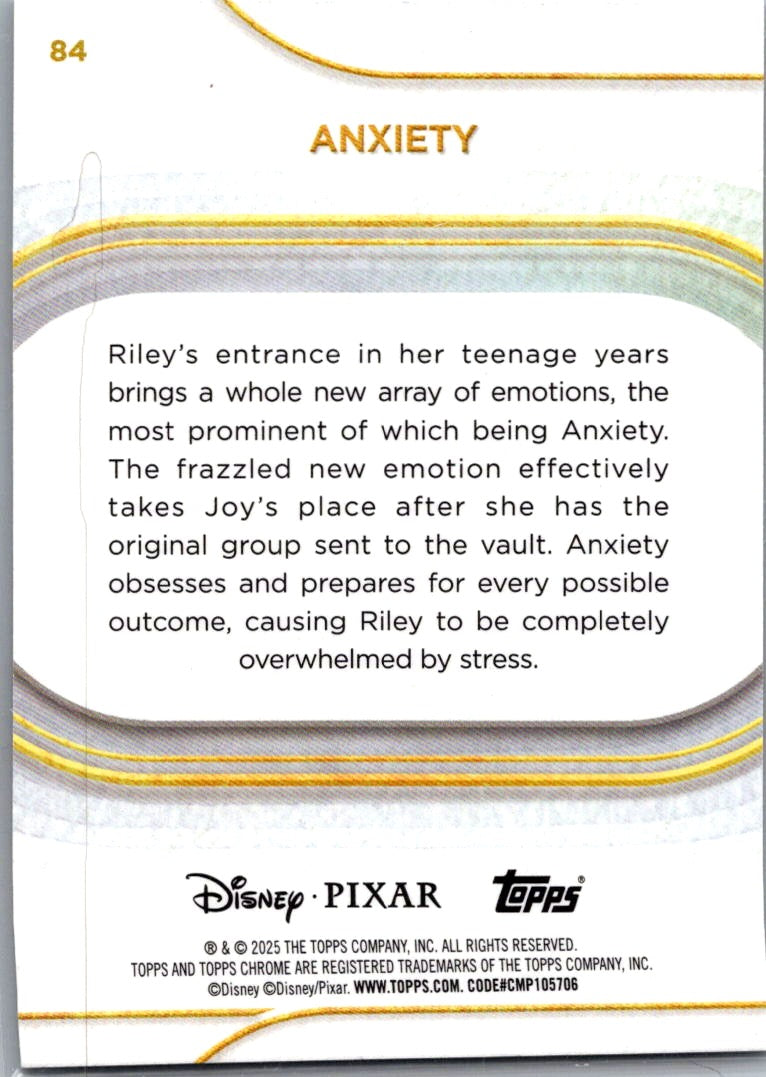 Anxiety 2025 Topps Chrome Disney Pixar Mini Dimaonds Refractor #84