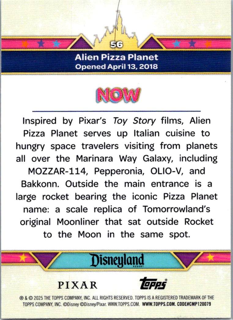 Alien Pizza Planet 2025 Topps Disneyland 70th Aniversary Then & Now #56