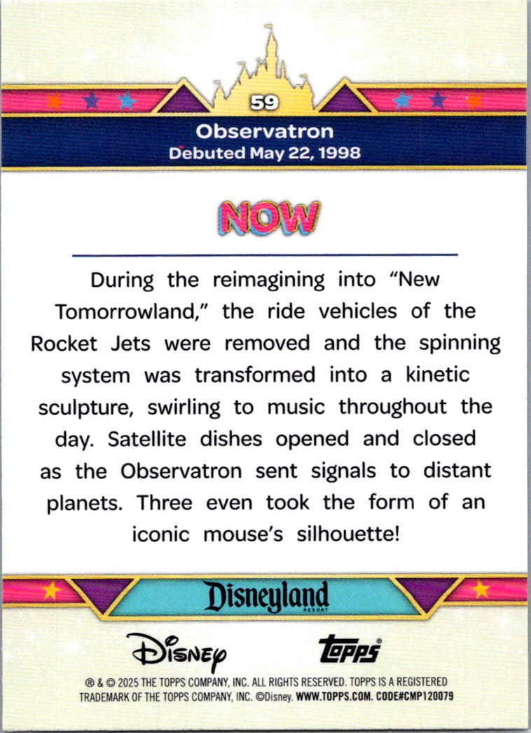Observatron 2025 Topps Disneyland 70th Aniversary Then & Now #59