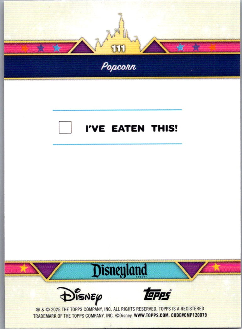 Caramel & Kettle Corn 2025 Topps Disneyland 70th Aniversary Pink #111