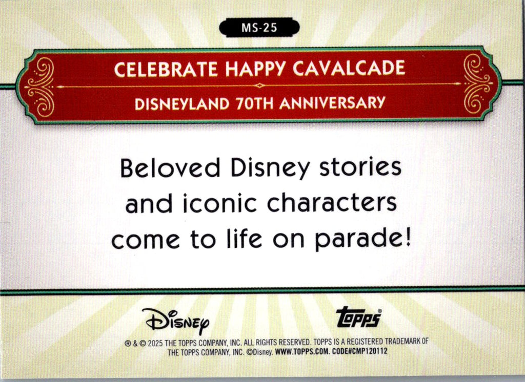 From Silver Screen 2025 Topps Disneyland 70th Aniversary Foil #MS-25