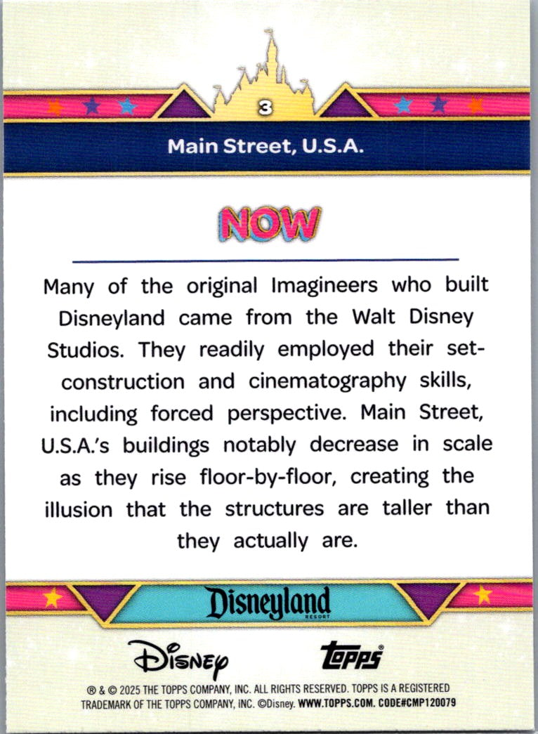 Main Street U.S,A, 2025 Topps Disneyland 70th Aniversary Foil Then & Now #3
