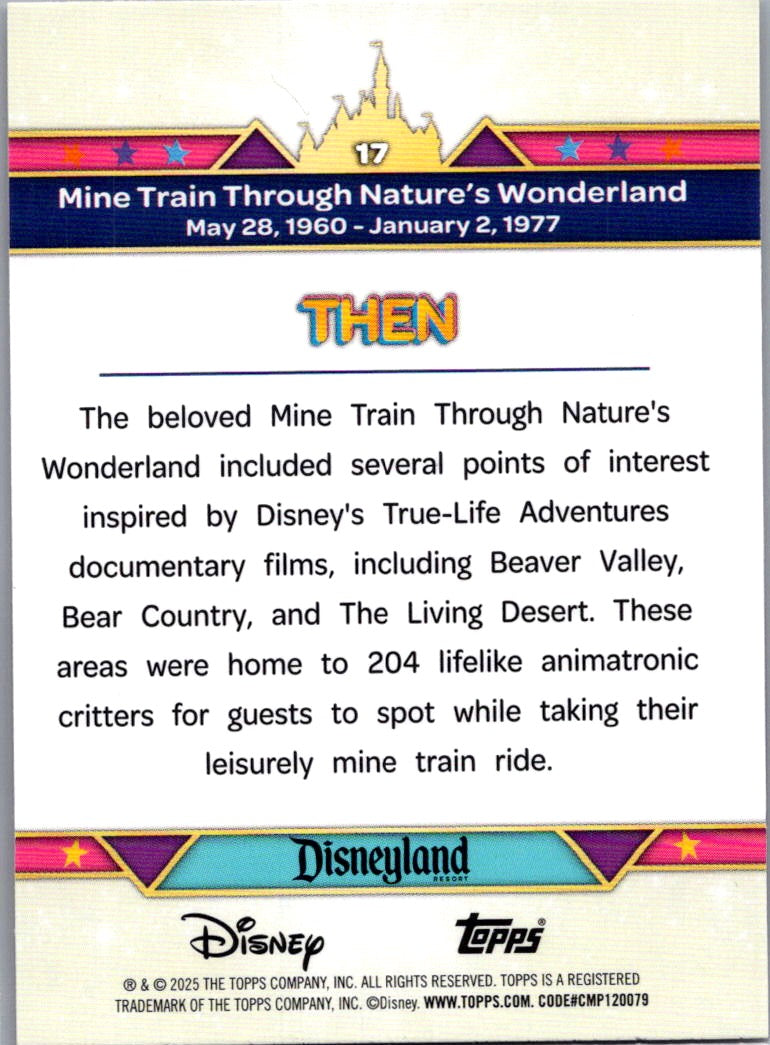 Mine Trail 2025 Topps Disneyland 70th Aniversary Pink Foil Then & Now #17