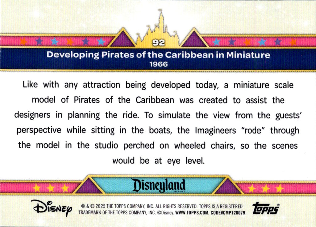 Devloping Pirate Miniature 2025 Topps Disneyland 70 Timeline #92