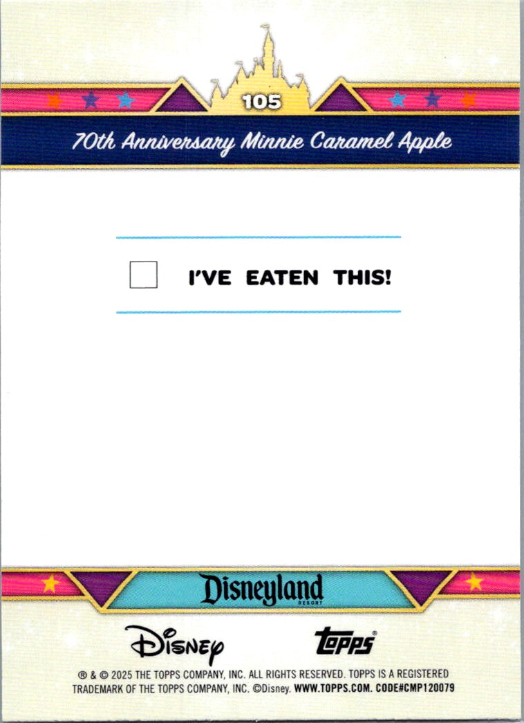 Minnie Caramel Apple 2025 Topps Disneyland 70th Aniversary Snack Time #105