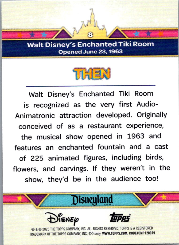 Walt Disney's Enchanted Tiki Room 2025 Topps Disneyland 70 Then & Now #8