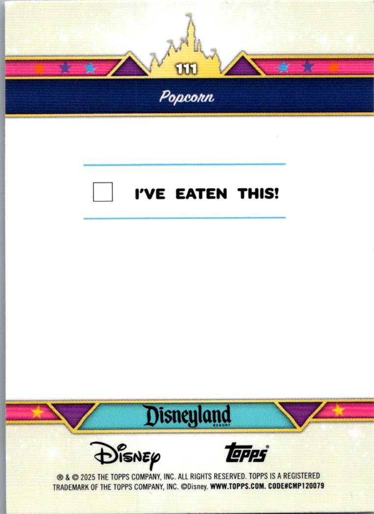 Caramel Corn & Kettle Corn 2025 Topps Disneyland 70th Aniversary Snack Time #111