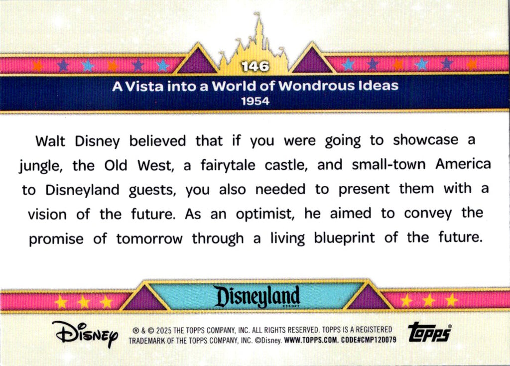 Vista to World of Wonderous Ideas 2025 Topps Disneyland 70th Aniversary #146