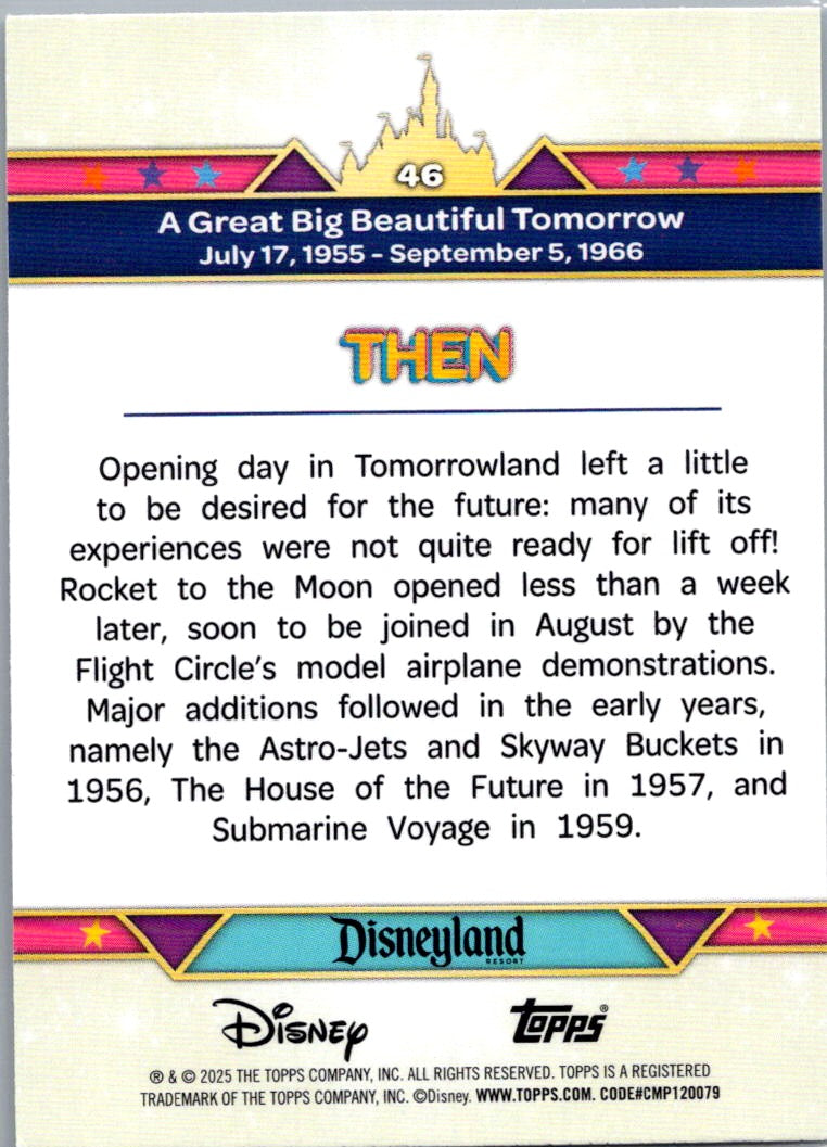 A Great Big Beautiful Tomorrow 2025 Topps Disneyland 70th Aniversary #46