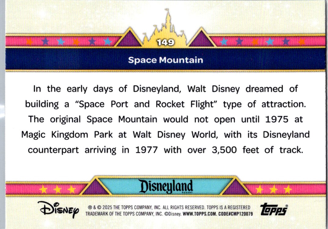 Space Mountain 2025 Topps Disneyland 70th Aniversary Concept Art #149