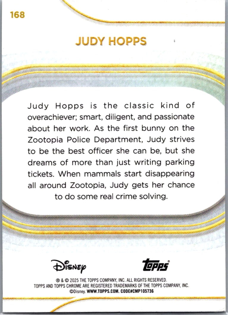 Judy Hopps 2025 Topps Chrome Disney #168