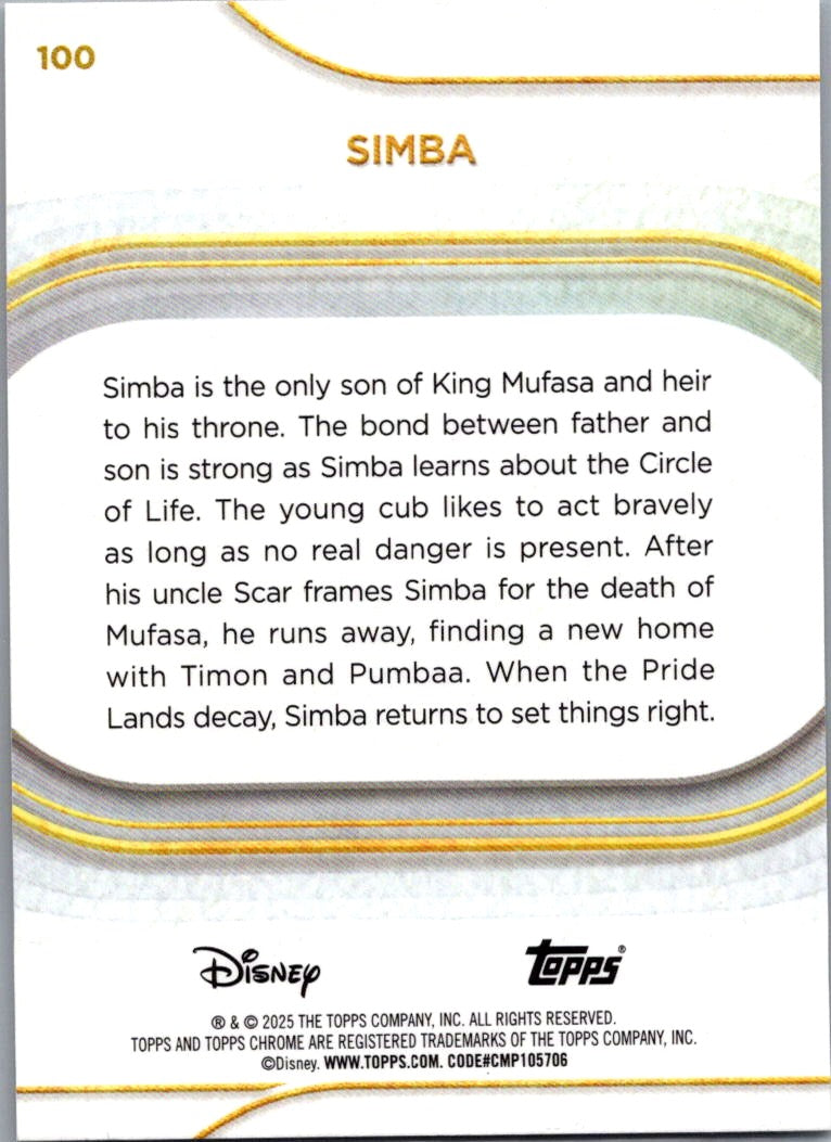 Simba 2025 Topps Chrome Disney #100