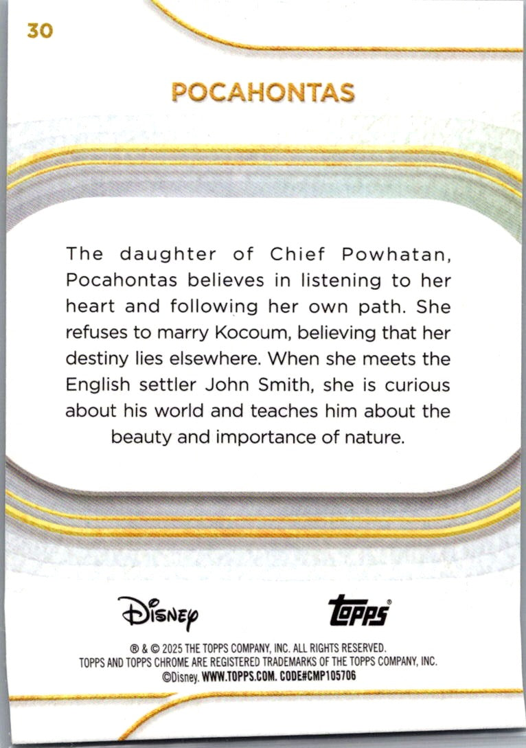 Pocahontas 2025 Topps Chrome Disney #30