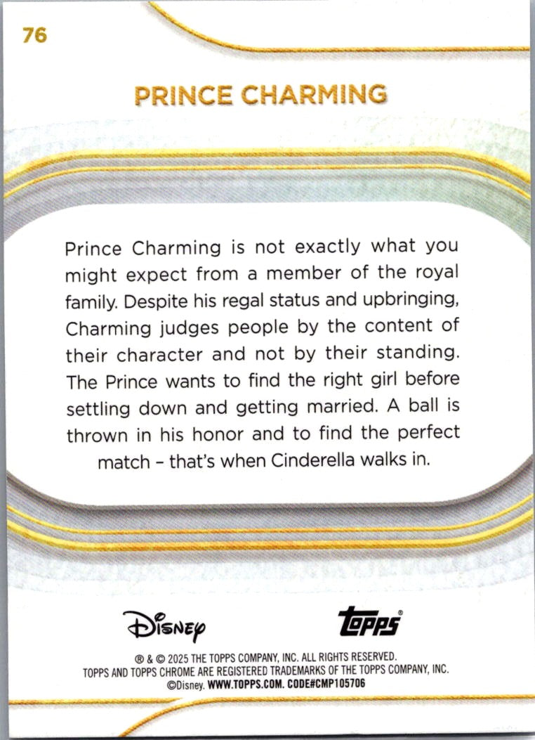 Prince Charming 2025 Topps Chrome Disney #76