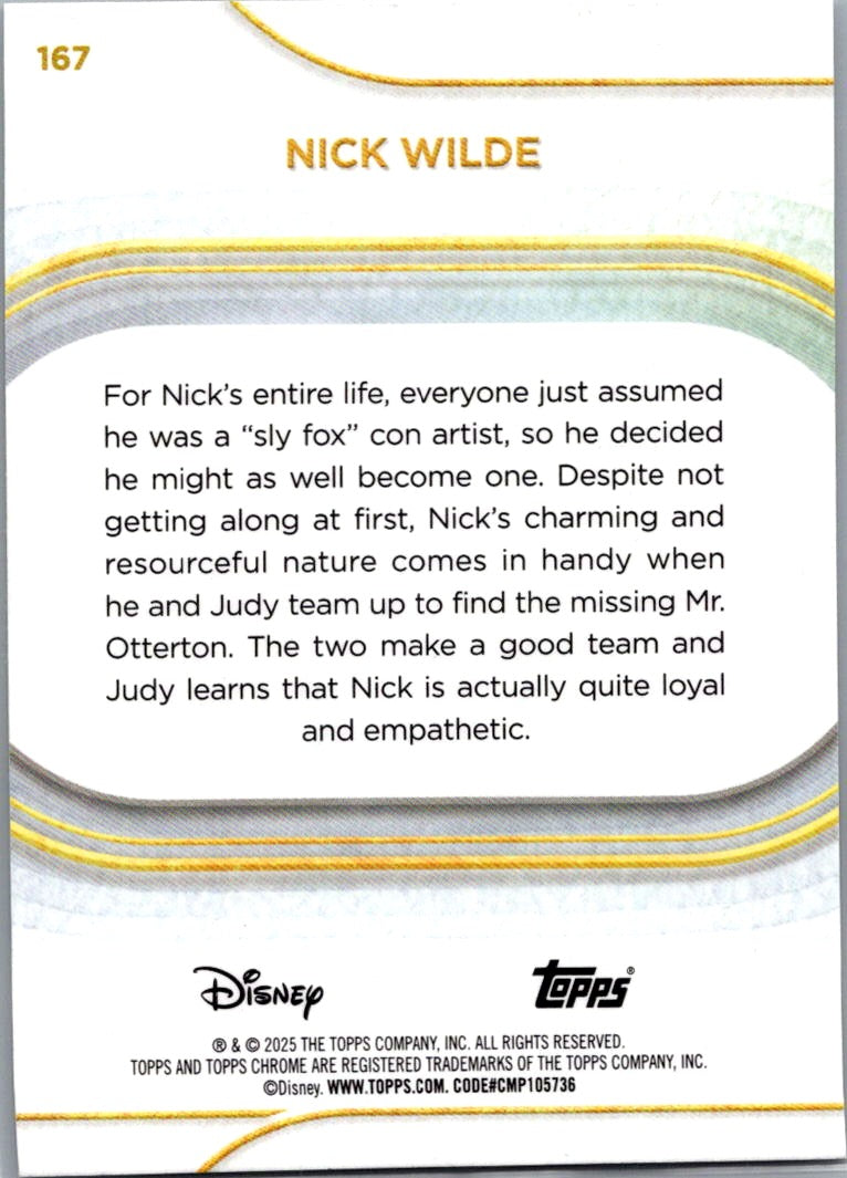 Nick Wilde 2025 Topps Chrome Disney #167