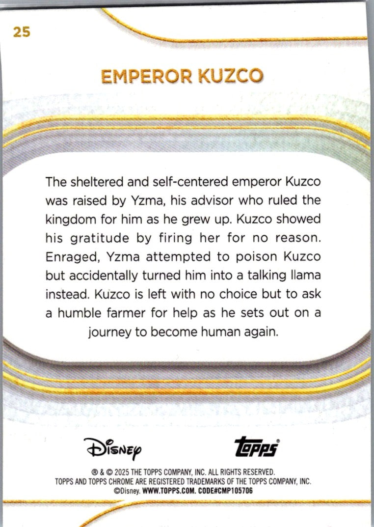Emperor Kuzco 2025 Topps Chrome Disney #25