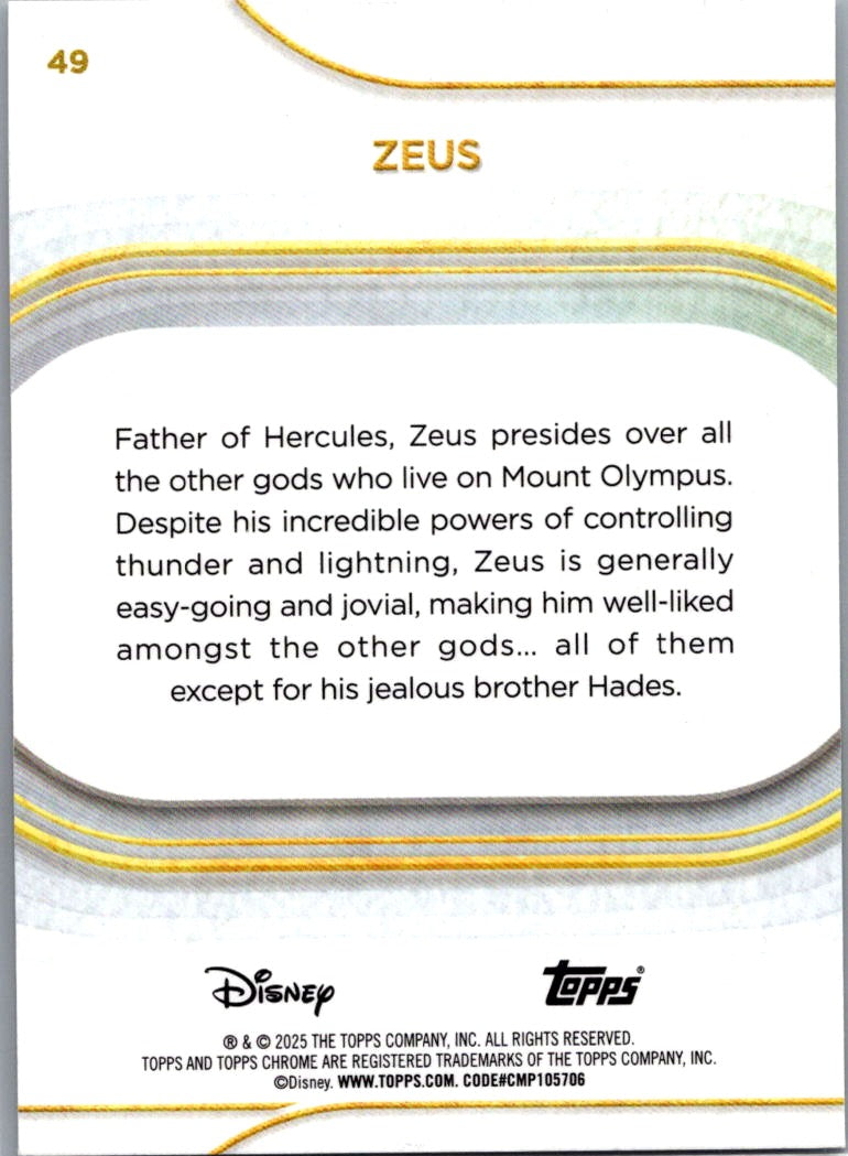 Zeus 2025 Topps Chrome Disney #49