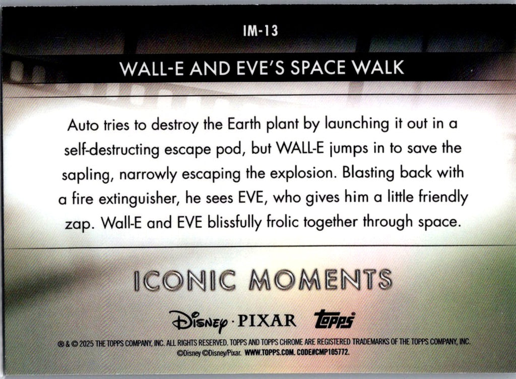 Wall-E Iconic Moments 2025 Topps Chrome Disney Insert #IM-13
