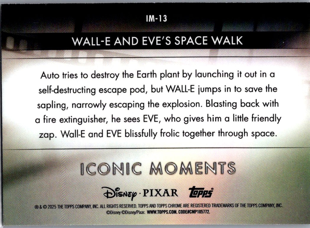 Wall-E Iconic Moments 2025 Topps Chrome Disney Insert #IM-13