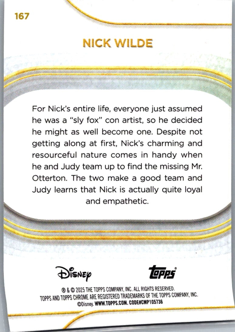 Nick Wilde 2025 Topps Chrome Disney #167