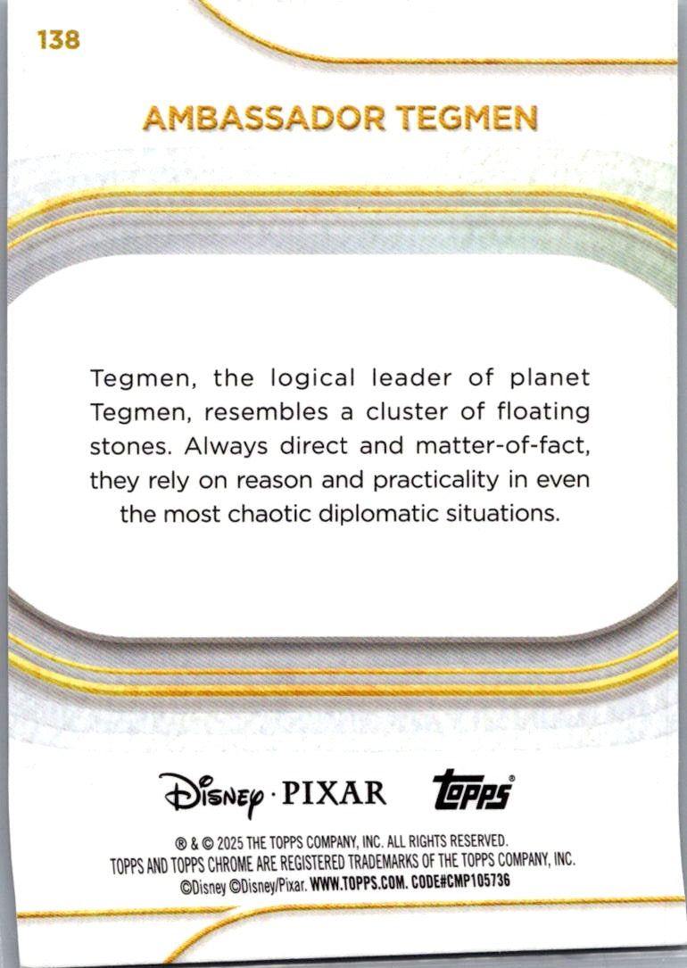 Ambassador Tegmen 2025 Topps Chrome Disney Pixar Debut #138