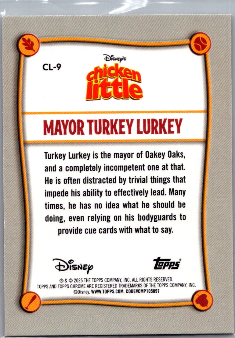 Mayor Turkey Lurkey 2026 Topps Disney Chrome Chicken Little #CL-9
