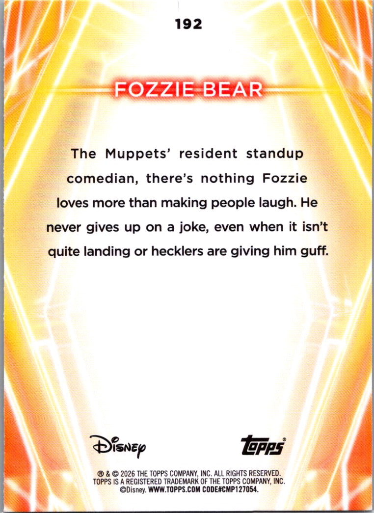 Fozzie Bear 2026 Topps Disney Neon Rainbow Foil #192