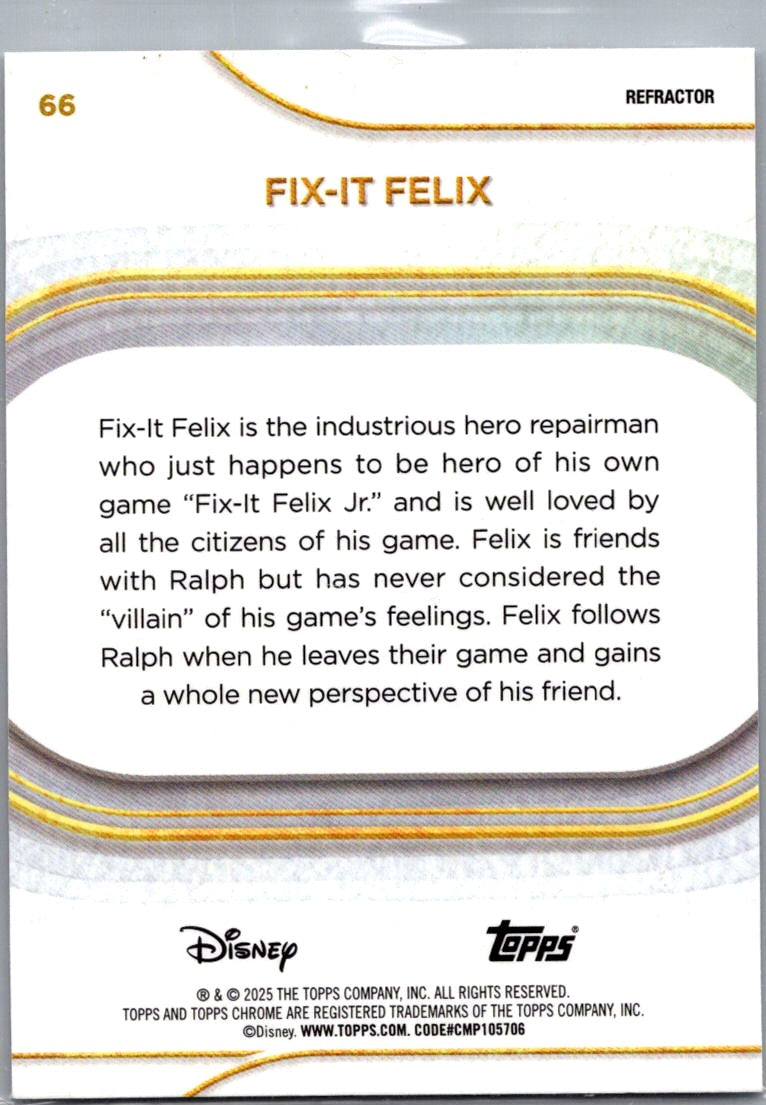 2025 Topps Chrome Disney Fix-It Felix #66