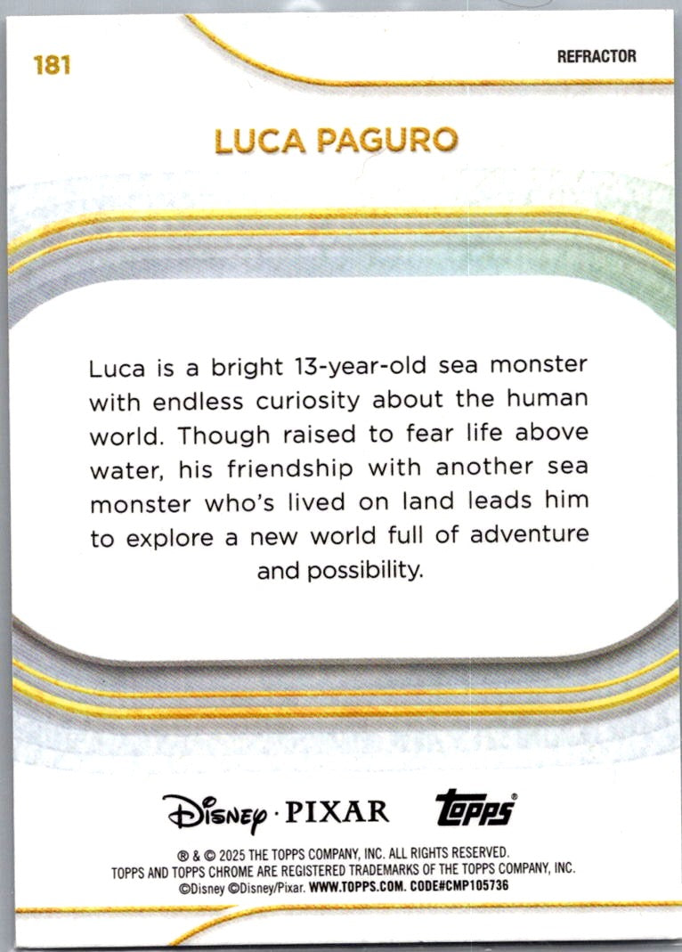 2025 Topps Chrome Disney Pixar Luca Paguro #181