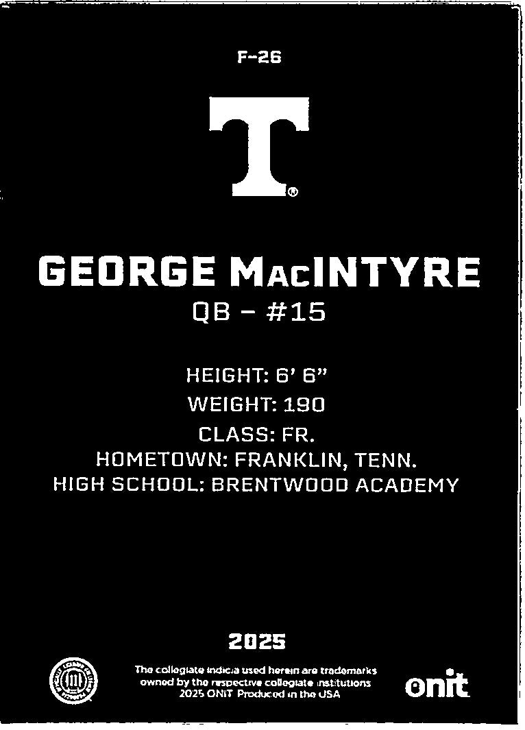 2025 ONIT Tennessee Volunteers George MacIntyre #F-26
