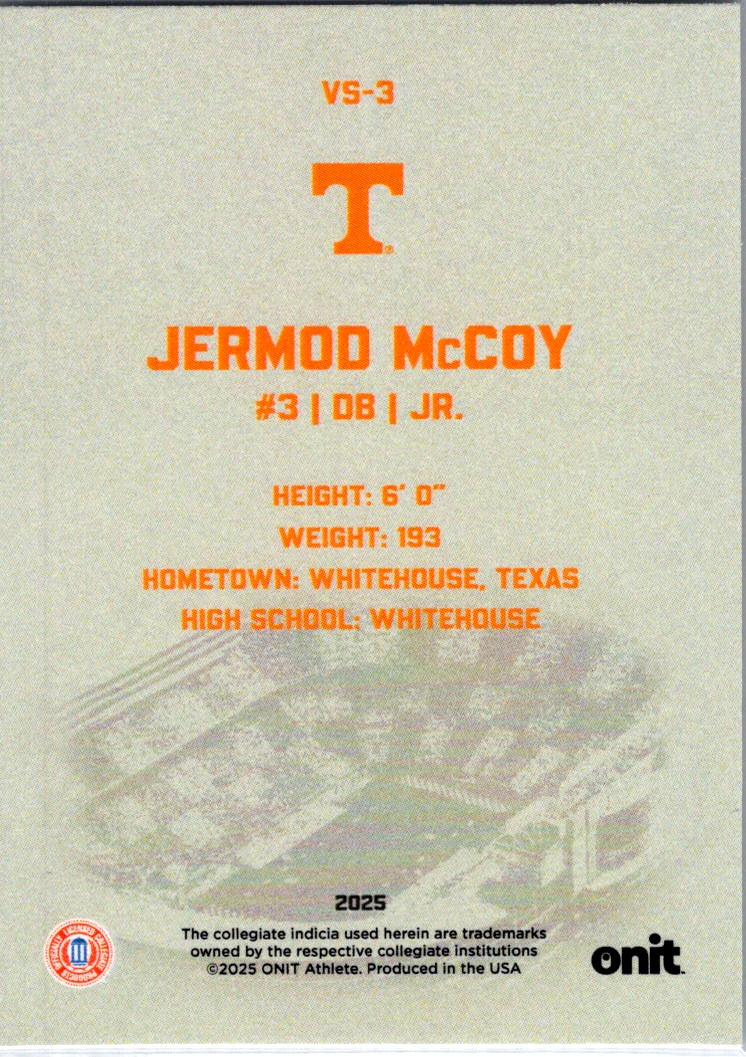 2025 ONIT Athlete Tennessee Volunteers Jermod McCoy #VS-3