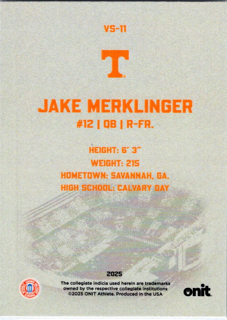 2025 ONIT Tennessee Volunteers Jake Merklinger #VS-11