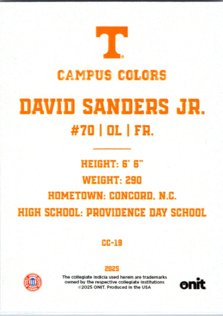 2025 ONIT Campus Colors David Sanders Jr. #CC-19
