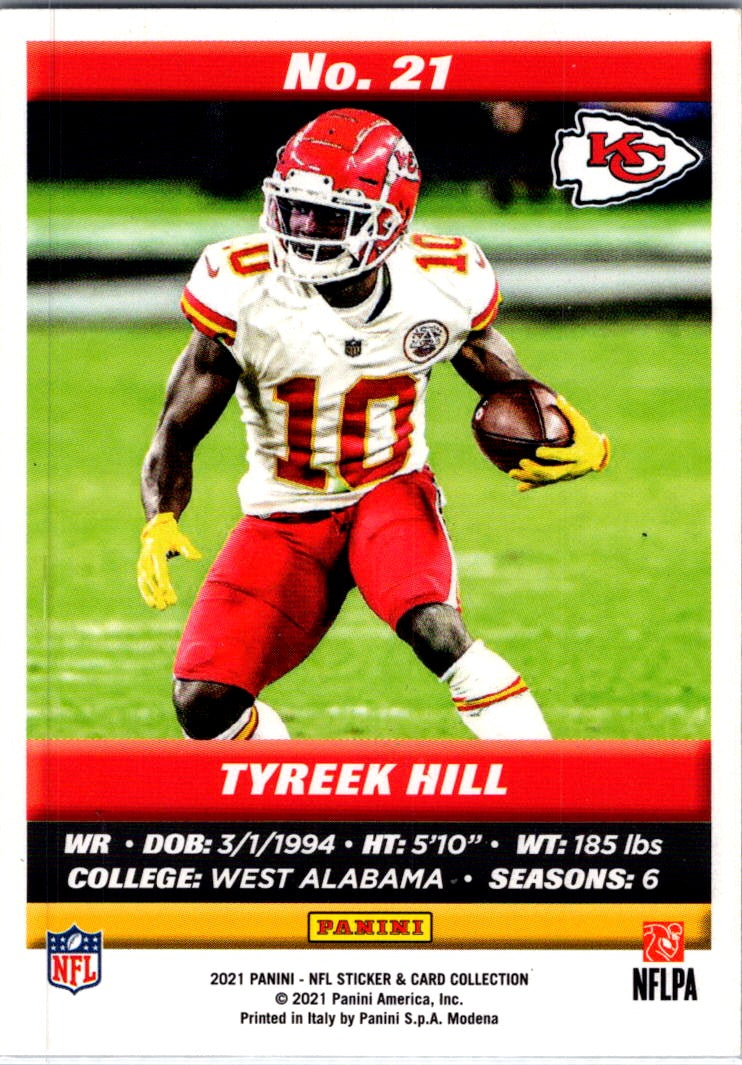 2021 Panini NFL Sticker & Card Collection Tyreek Hill #21