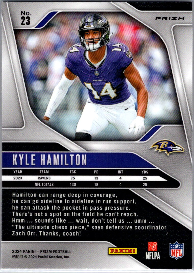 2024 Panini Prizm Football Kyle Hamilton #23 Orange Disco